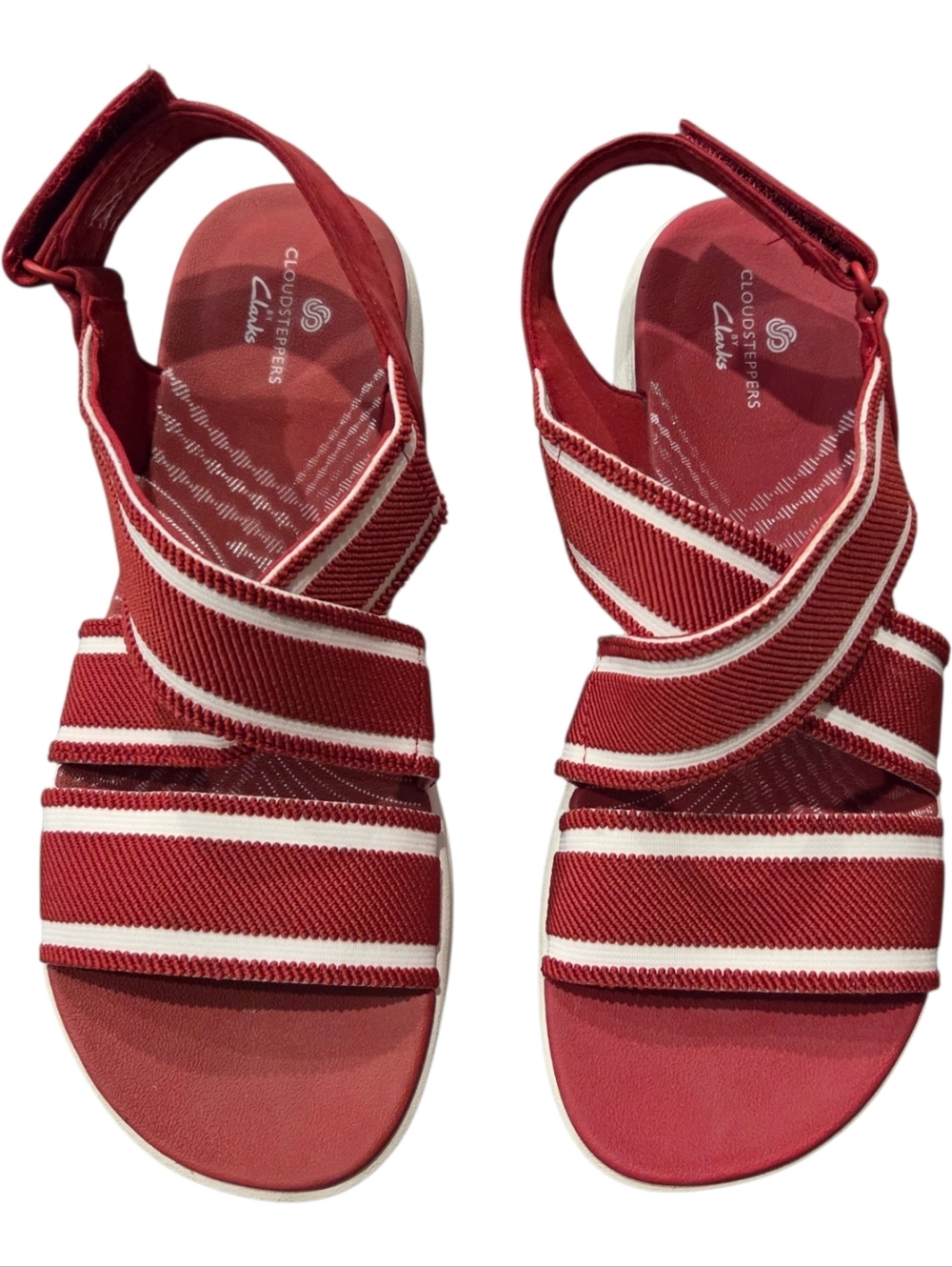 Clarks, Cloudstepper, Sporty, Red, Lightweight Sandals, Size 8.5